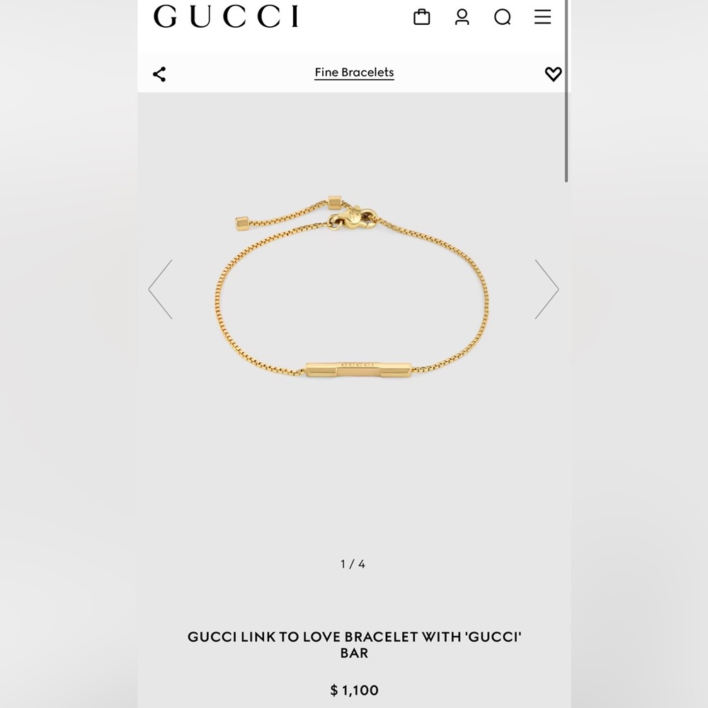 Gucci 16K gold bar logo bracelet box not included